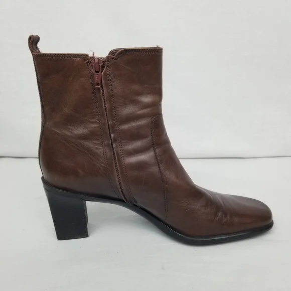 Antonio Melani brown leather ankle/chunky heel boots 9.5 M - Picture 4 of 13